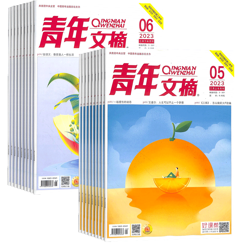 青年文摘杂志 2026年1月起订 1年共24期 杂志铺 初中高中学生中高考作文素材课 心灵鸡汤励志书籍故事读者文学文摘期刊
