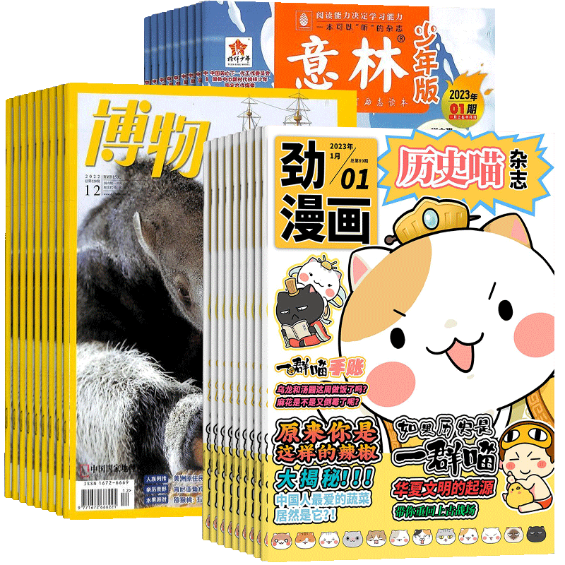 历史喵+博物+意林少年版杂志组合