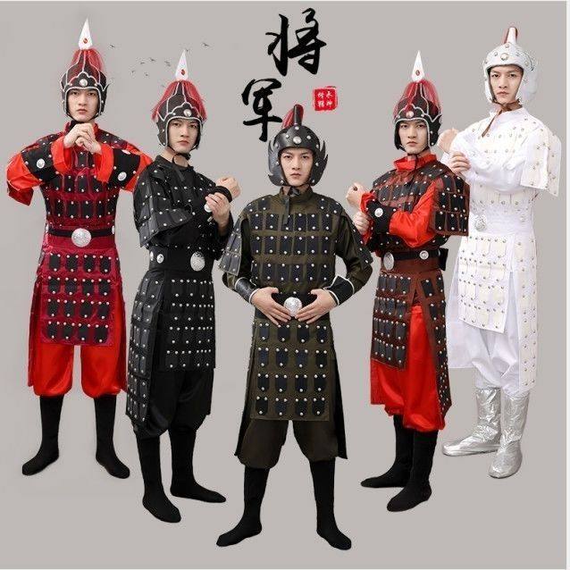 古代盔甲将军士兵演出服儿童小将军表演服战袍秦汉古装铠甲