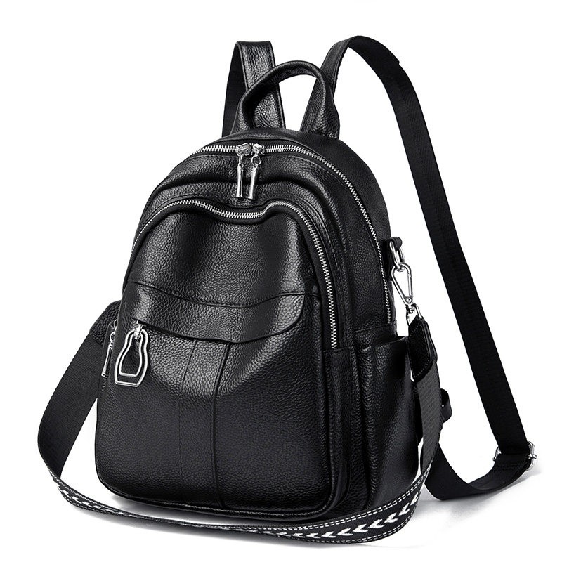 头层牛皮时尚真皮双肩包女大容量休闲简约女士背包多拉链书包,箱包皮具/热销女包/男包,双肩背包,淘宝优惠券,粉丝福利购,淘宝优惠卷