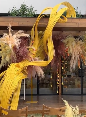 婚庆造景竹排竹蔑条服装店橱窗装饰竹编材料婚礼红色非遗竹片竹子