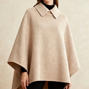 仿毛呢披风斗篷气质显瘦外套 jacket欧美跨境女式 Cloak slimming