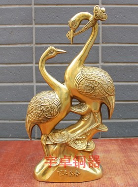 纯铜百年好合双鹤迎门