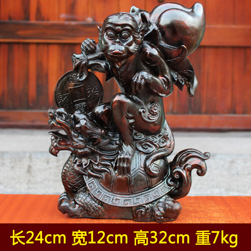 宇卓铜器 纯铜猴 黄铜猴寿桃猴子龙龟驮祝寿猴工艺品桌面摆件