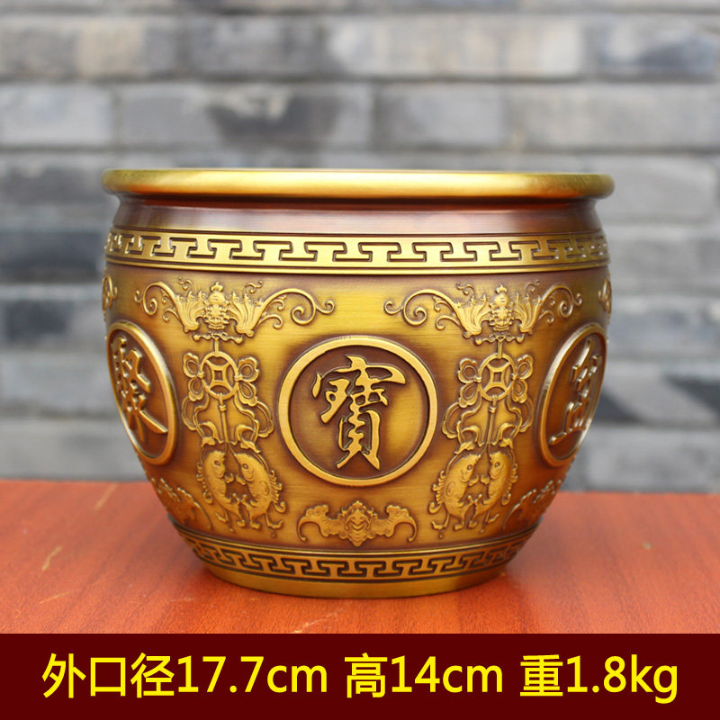 宇卓铜器纯铜聚宝盆黄铜缸水缸聚宝盆家居装饰送礼工艺品桌面摆件