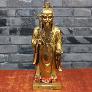 宇卓铜器 纯铜月老 黄铜月下老人 红喜神媒神柴道煌古典人物佛像