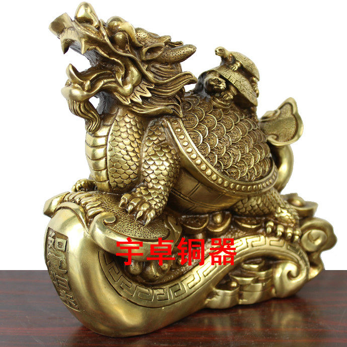 宇卓铜器 铜如意龙龟 纯铜龙龟摆件 子母龟 如意归来  工艺品摆件