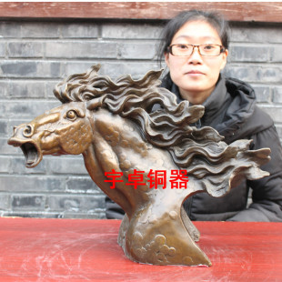 宇卓铜器 纯铜马头 黄铜马头 生肖马头 家居装饰 工艺品 摆件