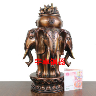 四象聚宝盆 纯铜象 黄铜象 聚宝盆铜大象 铜象 工艺品摆件