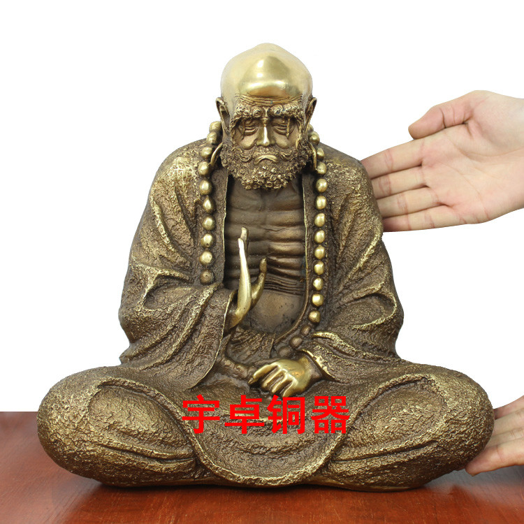 宇卓铜器纯铜达摩摆件 禅宗达摩祖师坐禅忏悟达摩 家居佛像工艺品