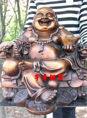 宇卓铜器龙椅笑佛摆件
