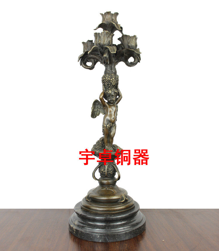 宇卓铜器 纯铜欧式5头烛台 高档别墅家居装饰 铜蜡台工艺品摆件