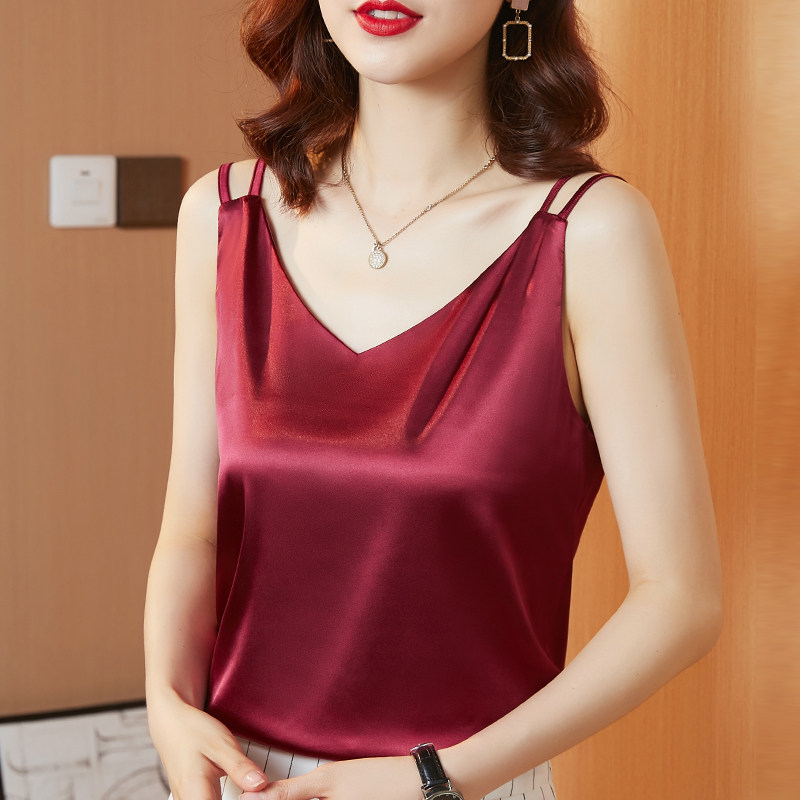 真丝吊带背心女西装内搭女士夏季打底大码外穿醋酸缎面桑蚕丝上衣