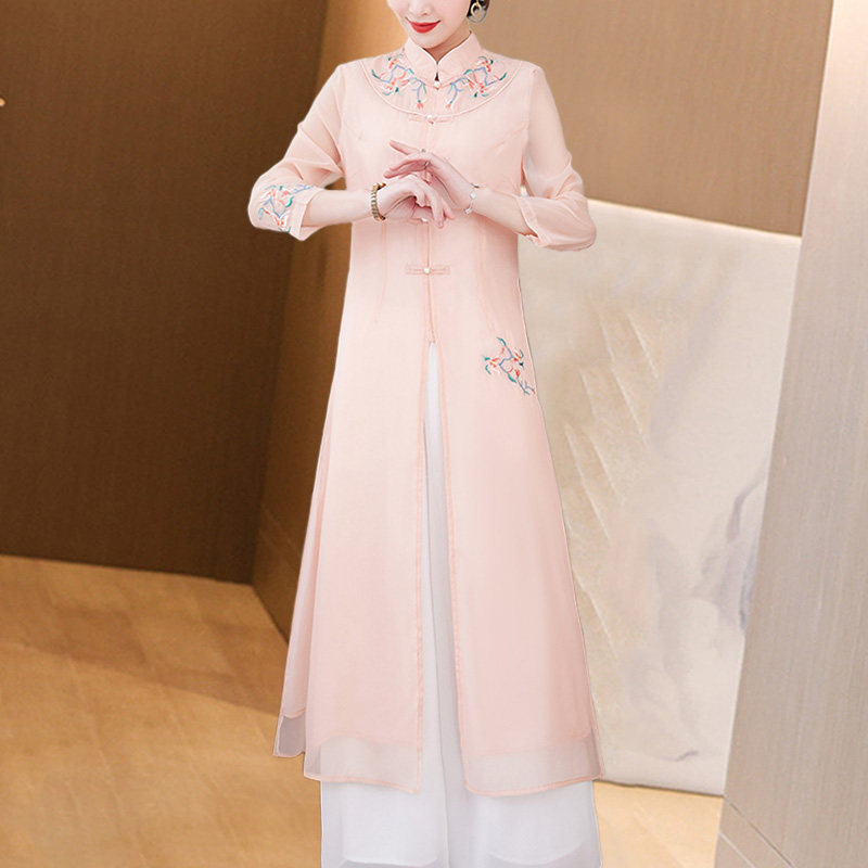 禅意女装中国风高端茶服女春夏茶艺服装汉服改良旗袍上衣唐装套装