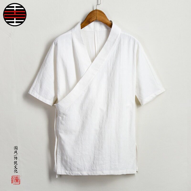 夏装复古中国风棉麻短袖男斜襟改良汉服古装中式民族风居士服禅服在类目 男装, 民族服装中 - 来自Buy2taobao.com提供专业的淘宝代购服务