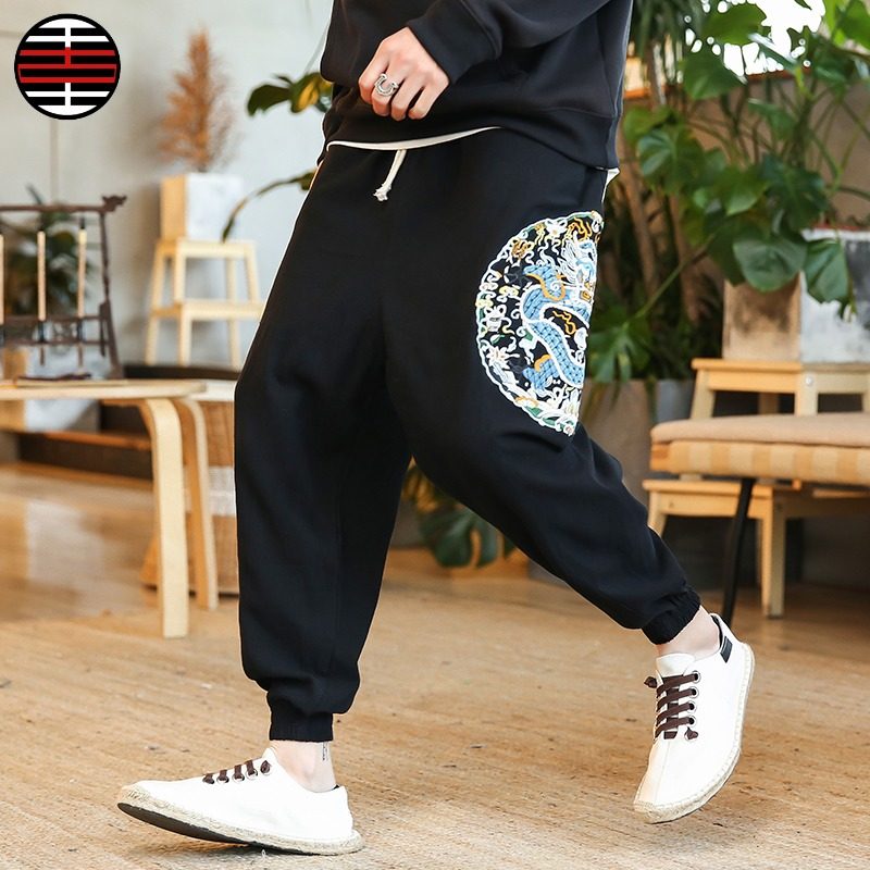 @俊古中国风大码龙刺绣休闲裤哈伦吊裆长裤民族复古潮胖宽松男裤在类目 男装, 休闲裤中 - 来自Buy2taobao.com提供专业的淘宝代购服务