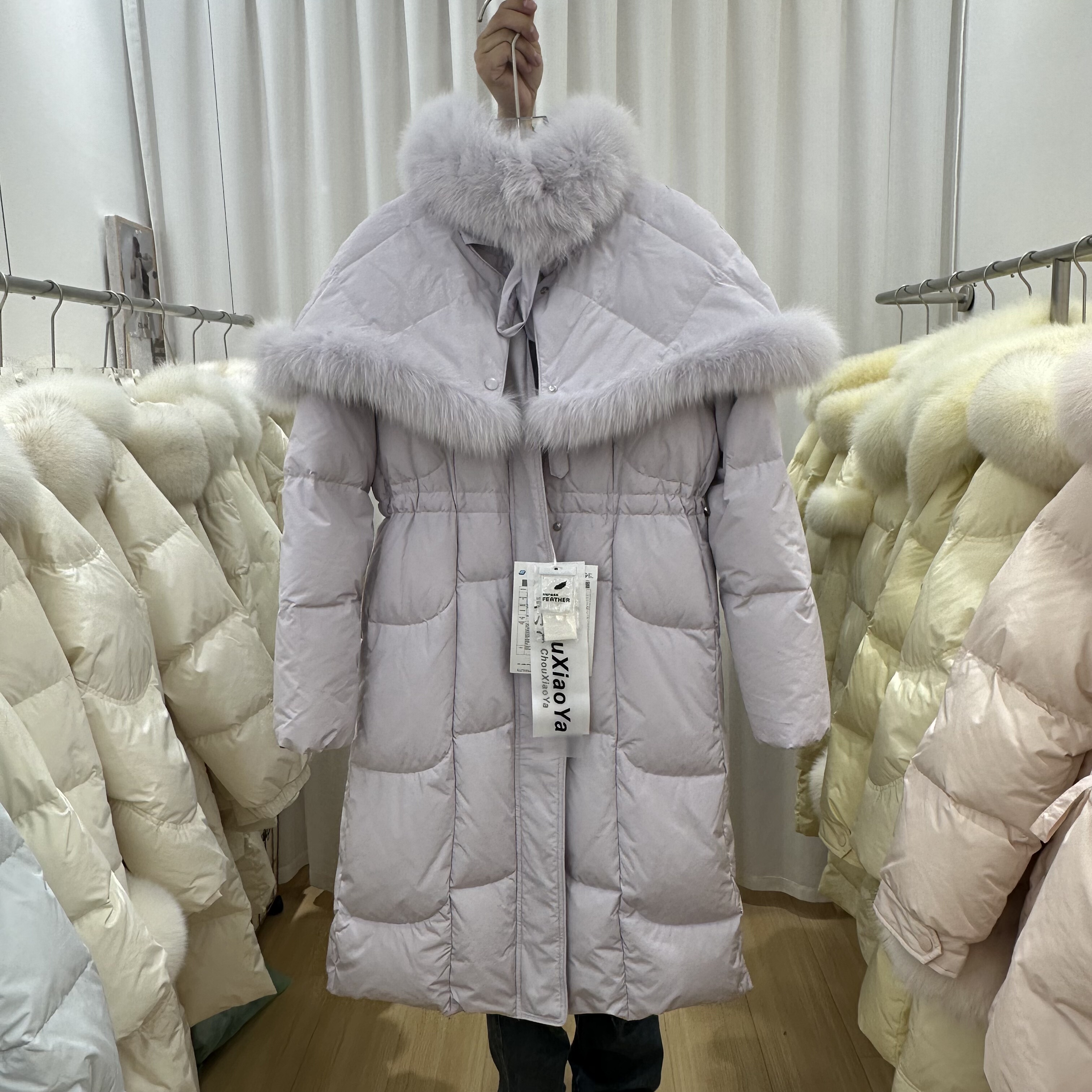 披风羽绒服女2025新爆款冬季高端洋气时髦中长真毛狐狸毛气质外套