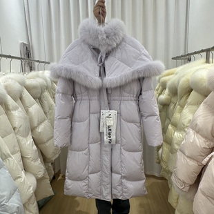 披风羽绒服女2025新爆款 高端洋气时髦中长真毛狐狸毛气质外套 冬季