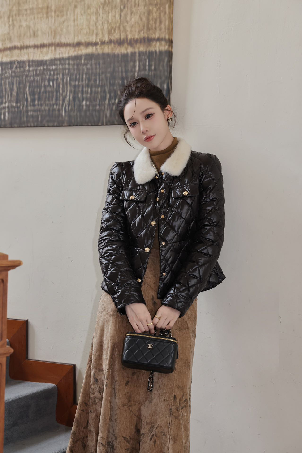 短款羽绒服瑞丽水貂毛领