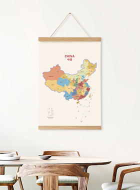 锦画堂玄关现代地图挂画