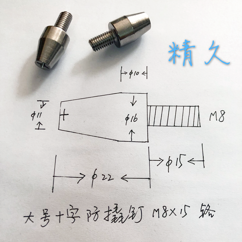 防撬钉螺丝 十字防撬钉螺丝 防盗门专用螺丝 元柱头 M8*15  铬1只