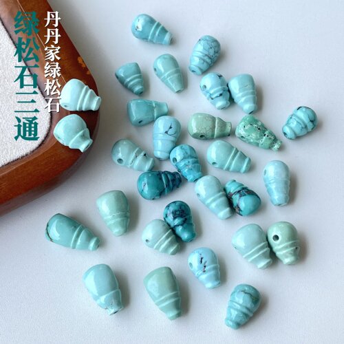 天然无优化原矿绿松石配饰三通