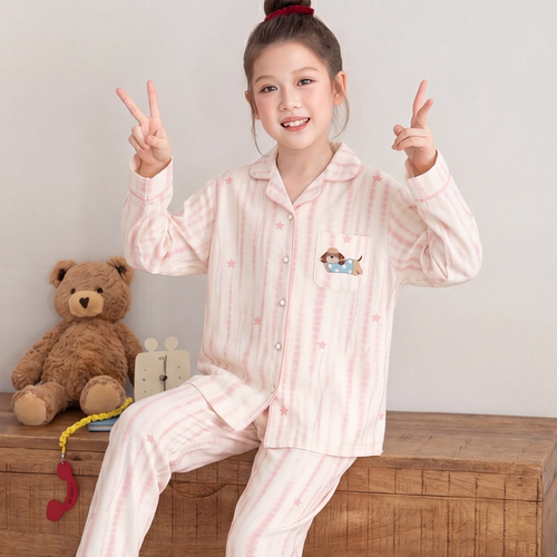 儿童睡衣女童春秋天长袖拉架棉女孩中大童宝宝可爱卡通家居服套装