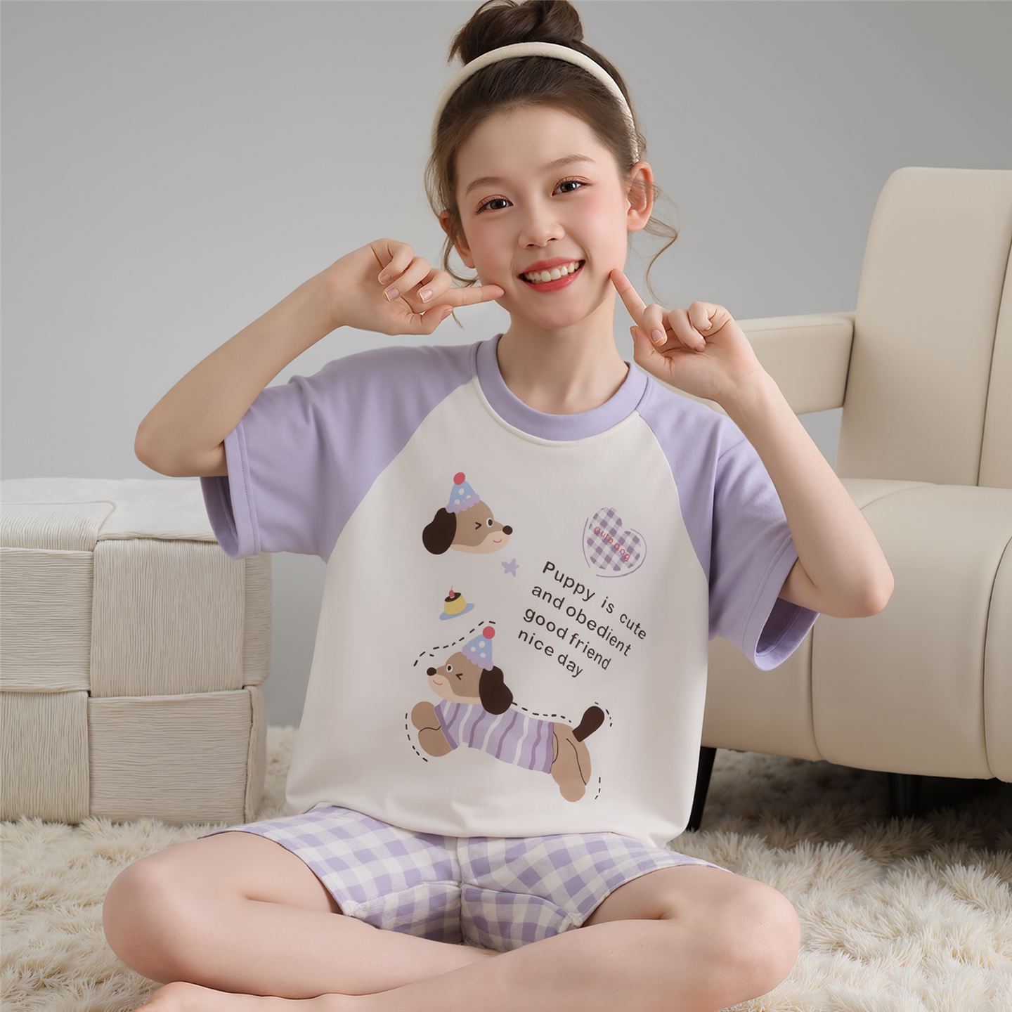 儿童睡衣女生夏季薄款短袖纯棉女孩中大童学生韩版可爱家居服套装
