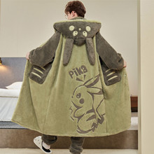 大童睡衣男孩秋冬季珊瑚绒青少年初中学生加厚加绒睡袍家居服套装