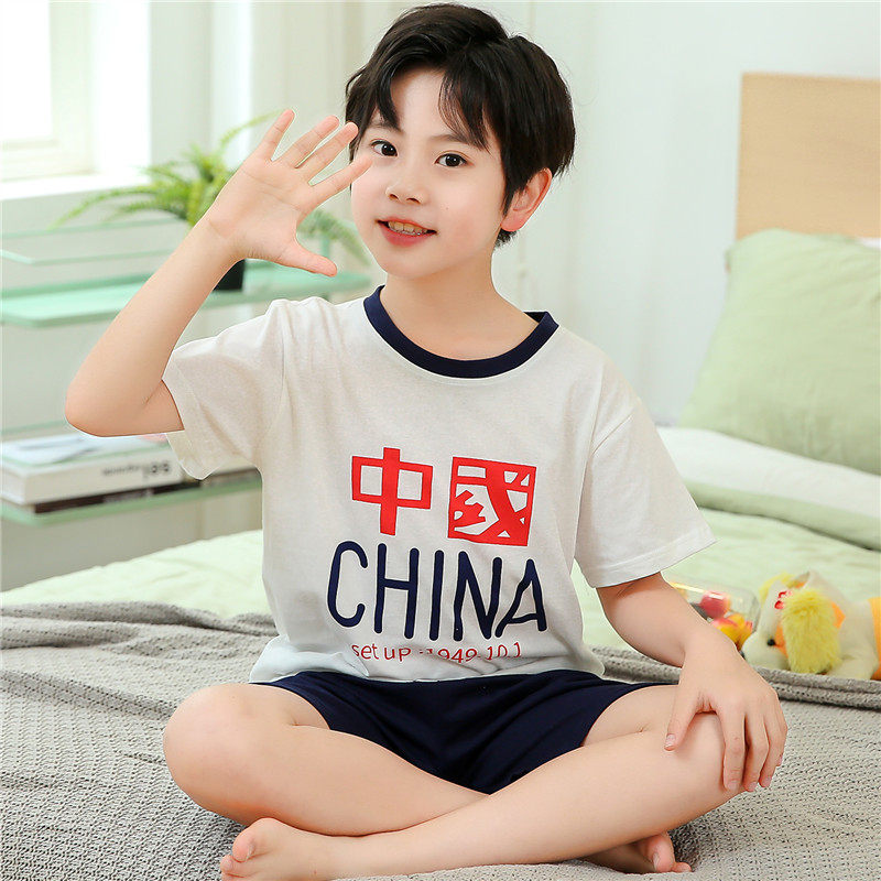 儿童睡衣男童夏季短袖纯棉薄款男孩中大童小孩全棉休闲家居服套装