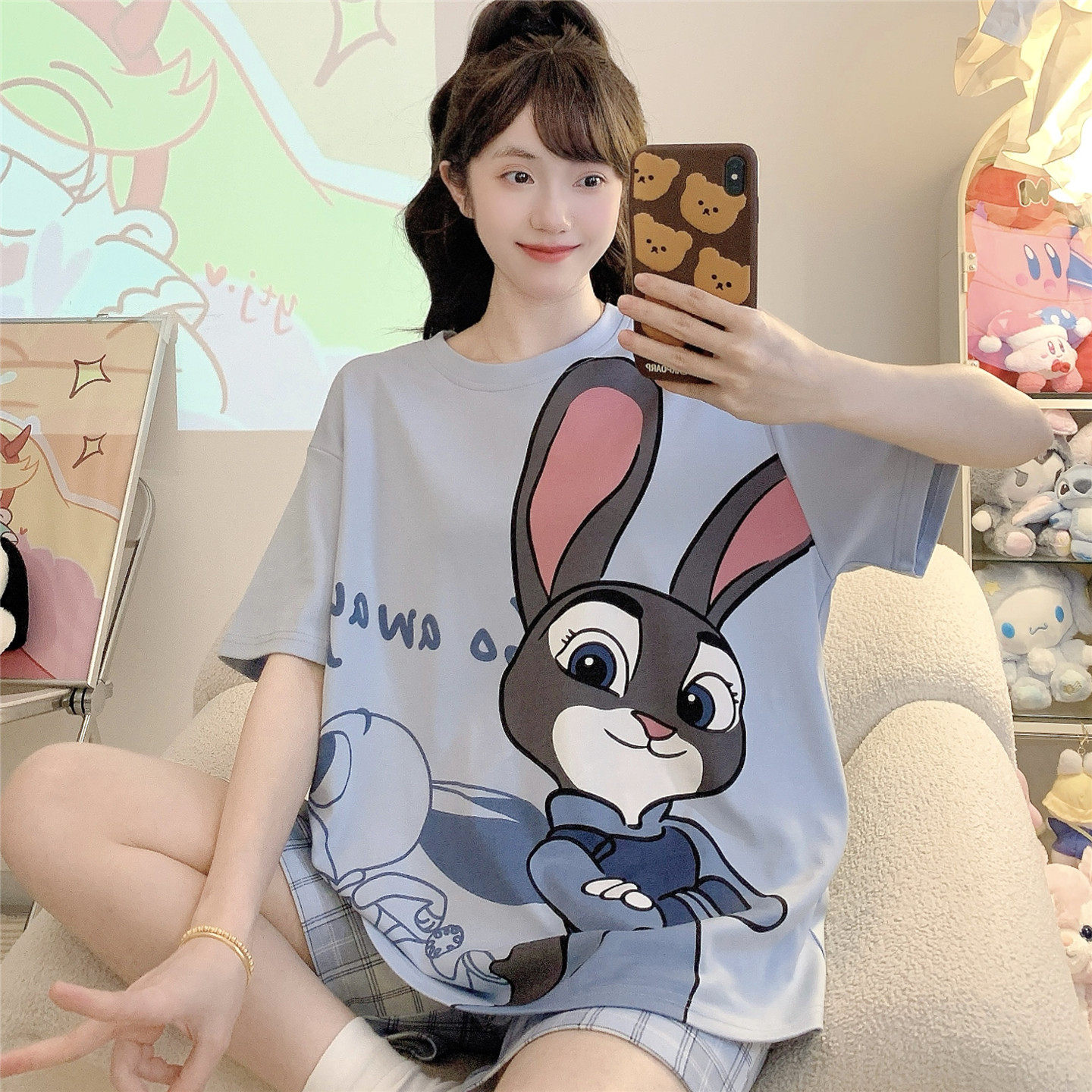 睡衣女纯棉短袖夏季薄款女孩中大童学生可爱卡通家居服套装12岁15