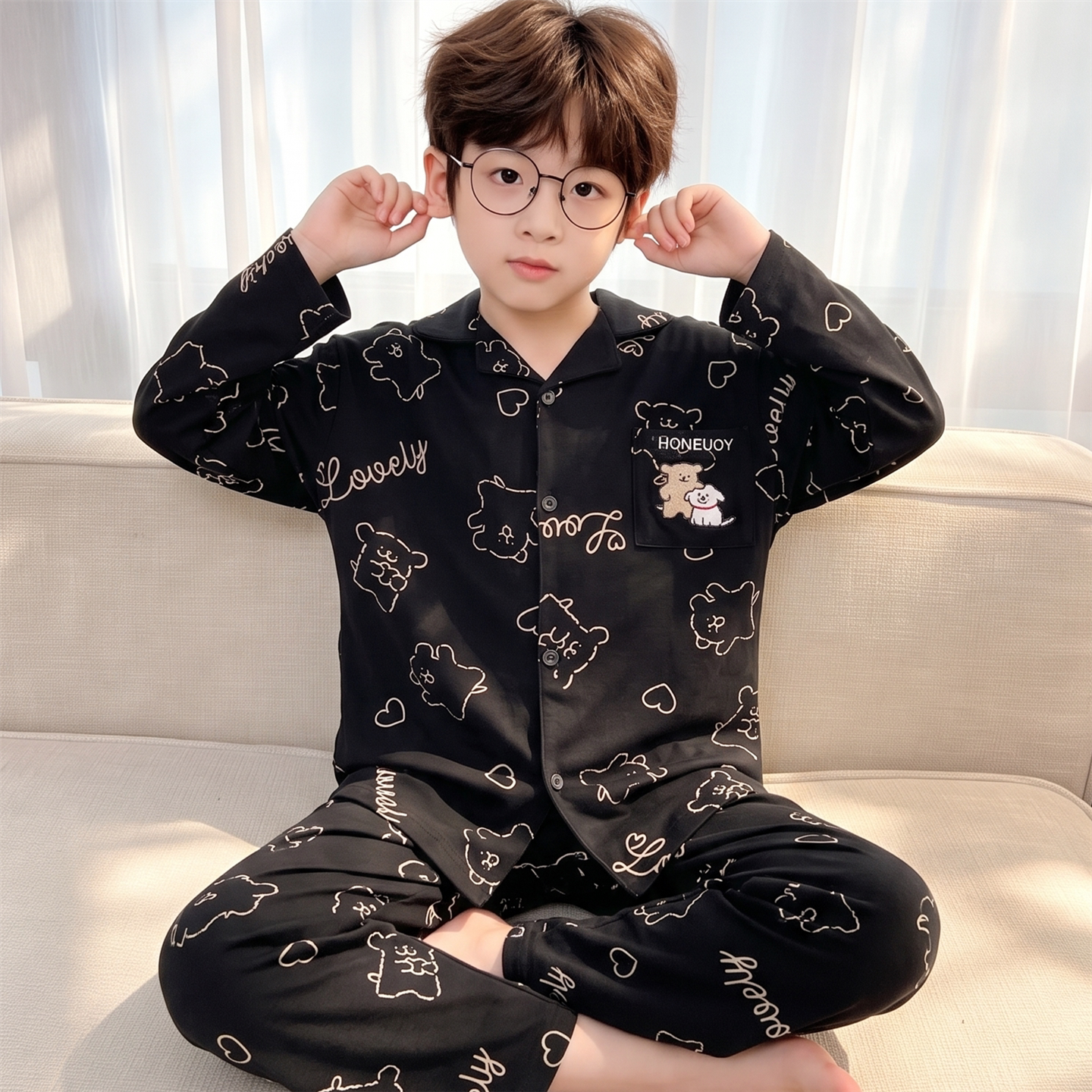 春季儿童睡衣男童纯棉长袖男孩中大童小孩全棉秋装家居服两件套装