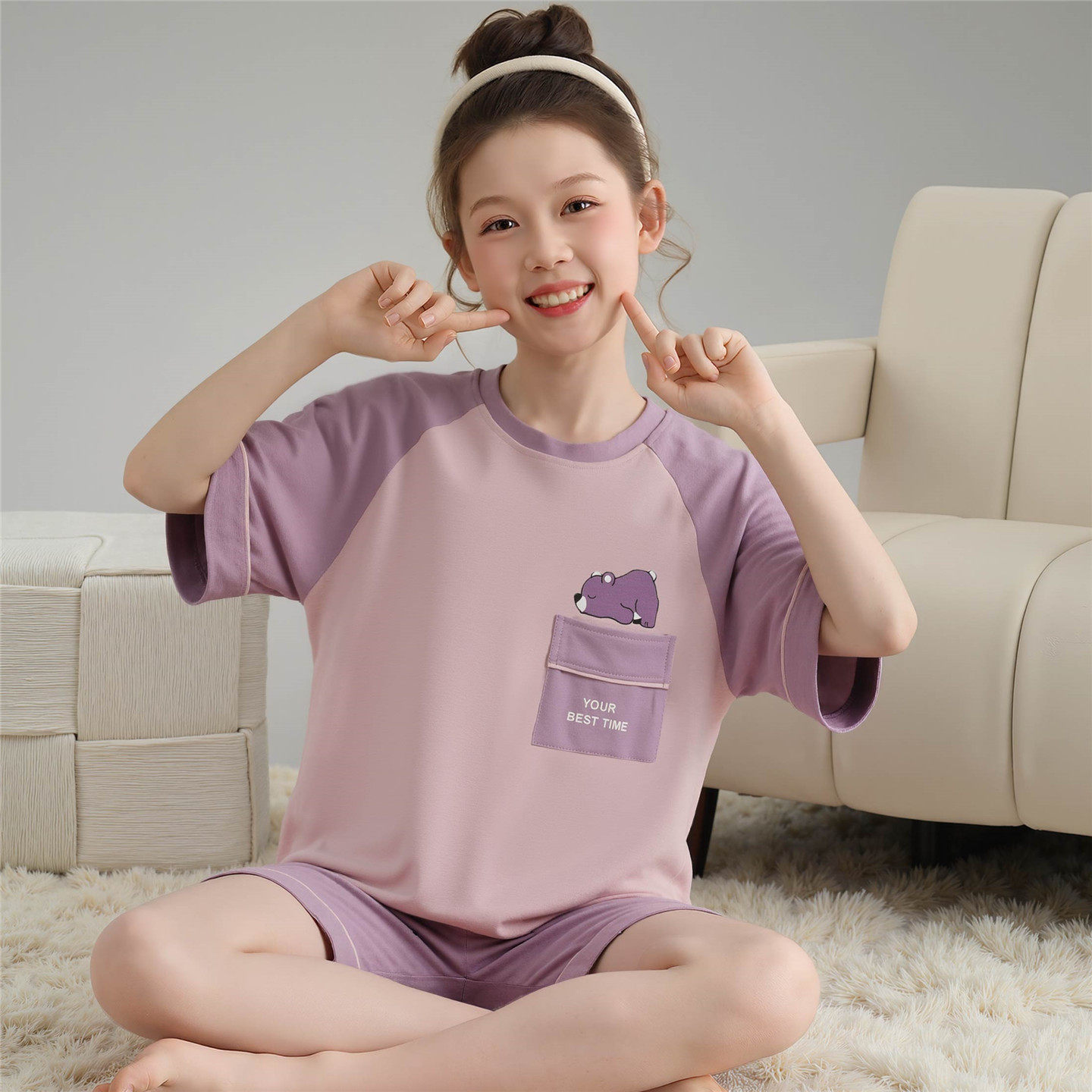 儿童睡衣女童夏季薄款短袖纯棉女孩中大童母女亲子休闲家居服套装