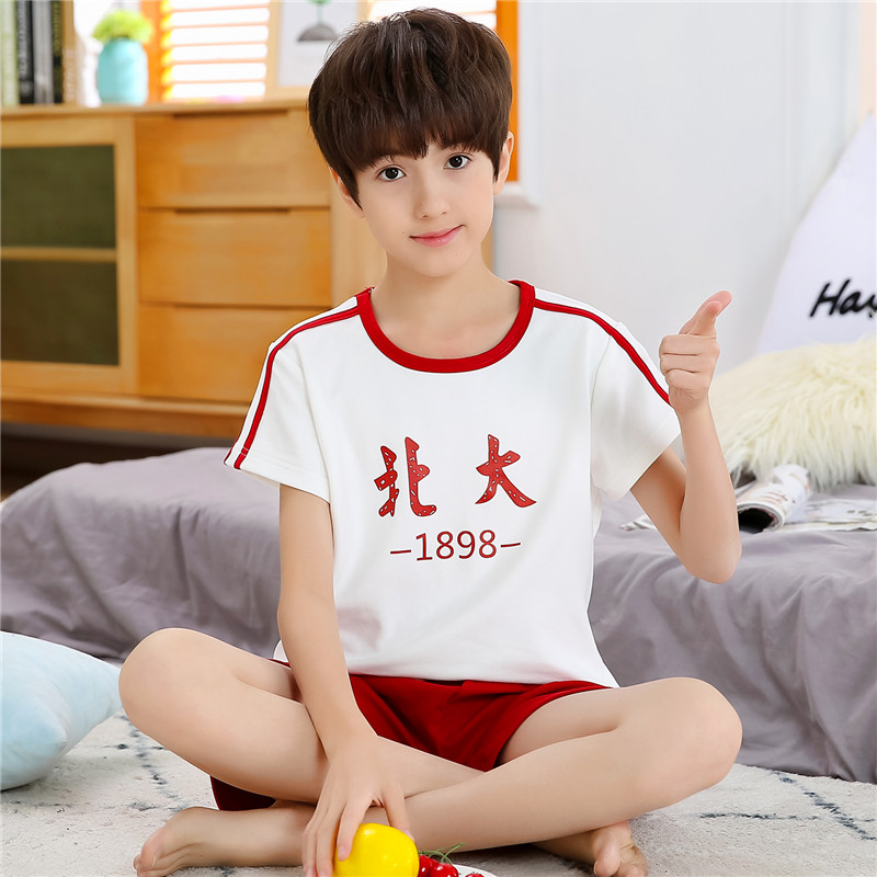 男童睡衣夏季短袖纯棉中小童男孩5-9-10岁夏天薄款全棉家居服套装