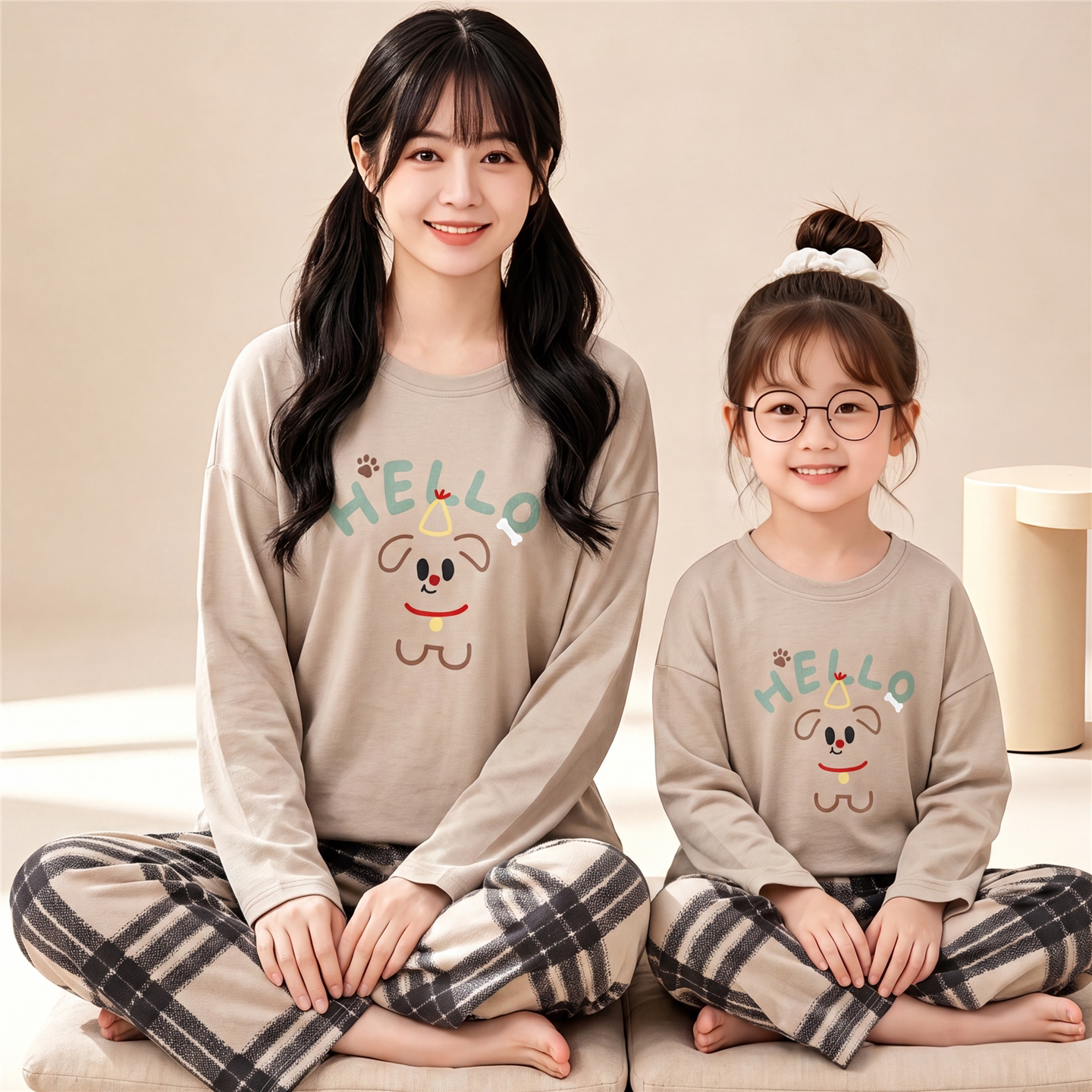 儿童睡衣女童秋季长袖全棉卡通女孩中大童小孩宝宝家居服母女套装