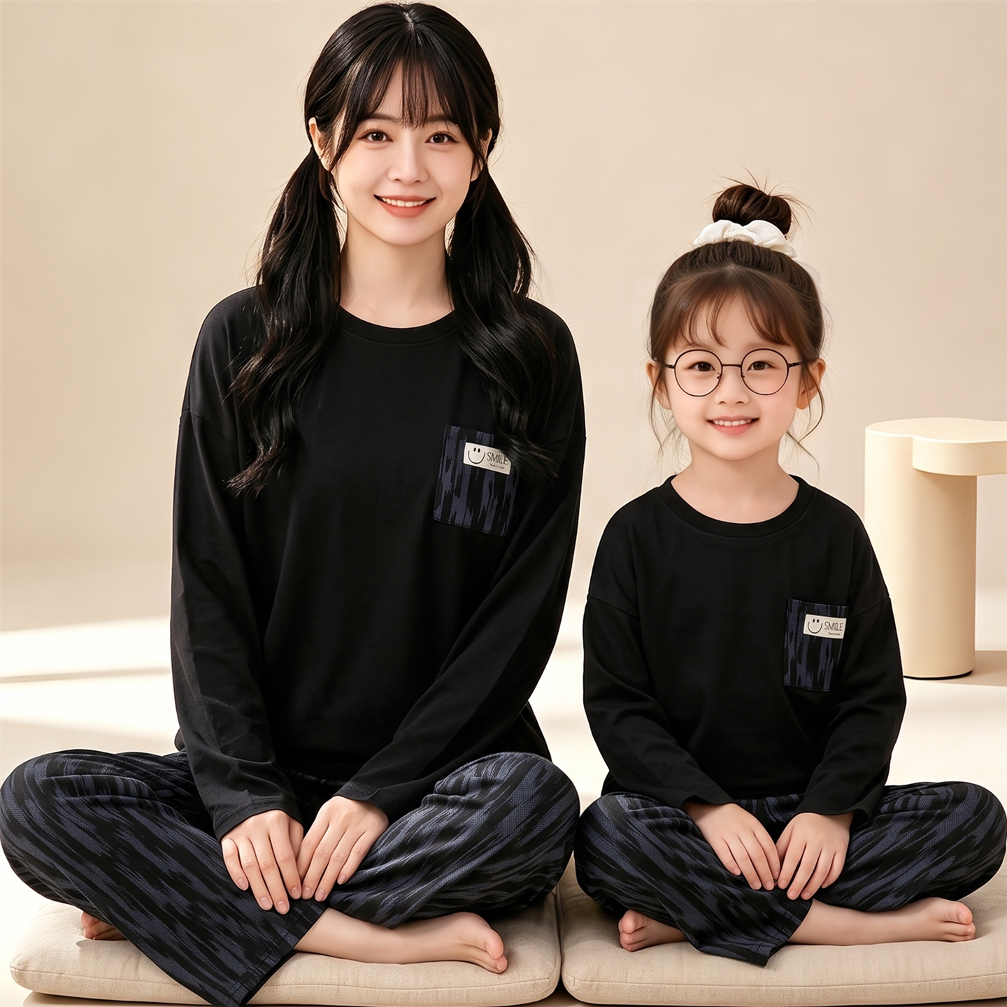 儿童睡衣女童春秋季长袖纯棉女孩中大童母女亲子休闲风家居服套装