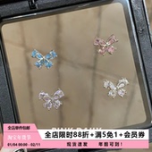 Pink Daily蝴蝶结超闪锆石钛钢耳钉女精致高级感耳骨钉设计感耳饰