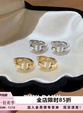 Pink Daily金色满钻猪鼻子直针钛钢耳环女时尚高级感耳圈耳扣耳饰