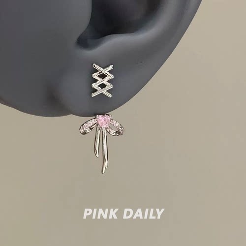 绝美芭蕾风丝带耳钉小众设计感