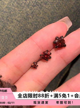 Pink Daily红色龙爪耳骨钉医用钛钢平底睡觉免摘耳蜗钉百搭耳饰女