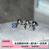 Pink Daily基础款 十字架耳骨钉925纯银mini闪钻小巧耳蜗钉养耳洞