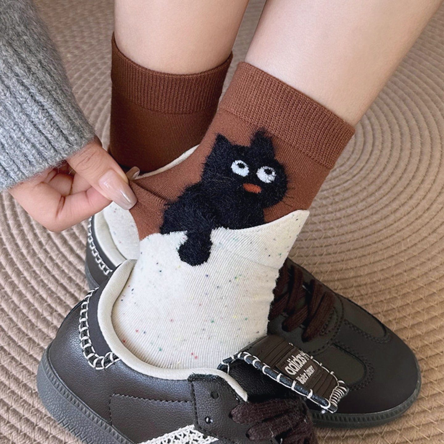 秋冬新款可爱猫咪植绒中筒韩式潮流百搭外穿卡通堆堆网红,运动包/户外包/配件,运动袜,淘宝优惠券,粉丝福利购,淘宝优惠卷