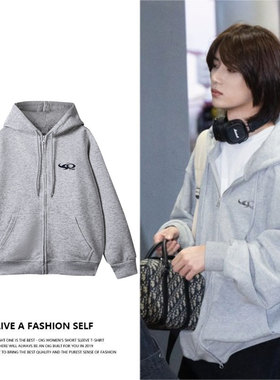 TXT崔杋圭同款卫衣服宽松薄加绒加厚拉链连帽开衫上衣春秋冬外套