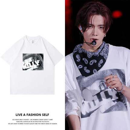 ENHYPEN李羲承同款短袖T体恤印花宽松落肩袖通勤夏季打底衫上衣服