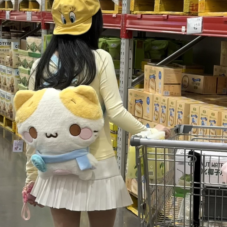 可爱棉花糖猫书包毛绒背包轻便可爱卡通学生小猫双肩包礼物生日女