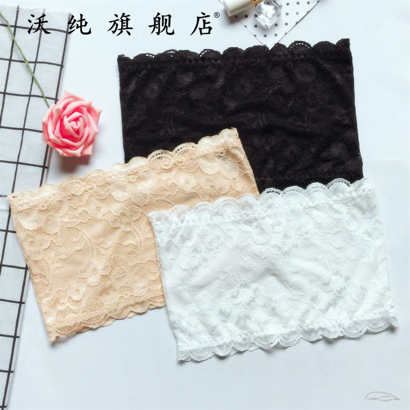 2021夏季棉抹胸女士防走光露卡少女简单无肩带裹胸柔软果胸