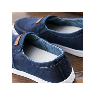 夏季男装青年懒人白色无鞋带帆布鞋红色休闲走步远动板鞋配牛仔裤