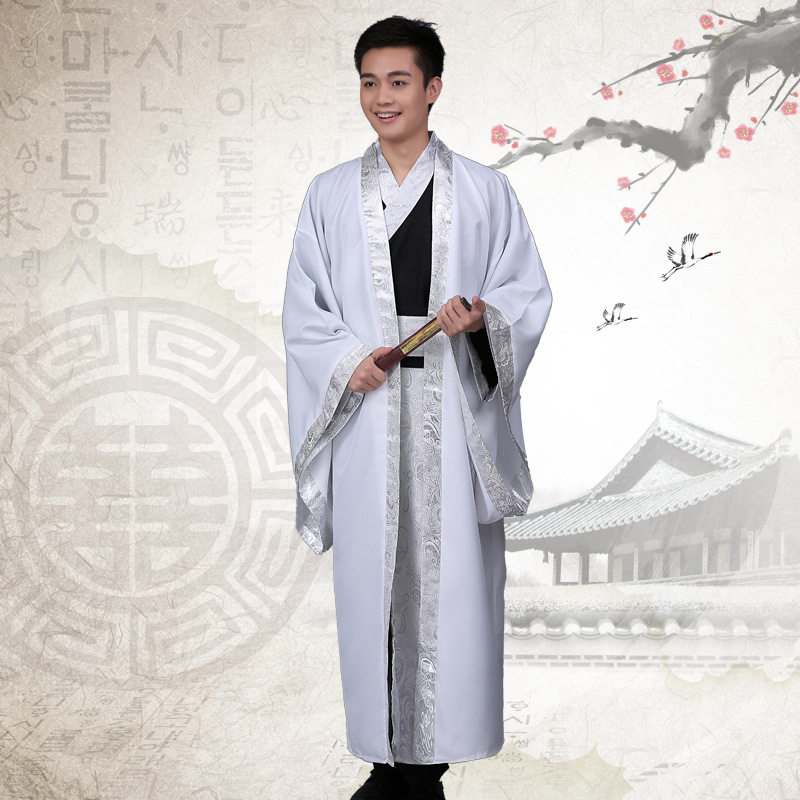 汉服华服 提花绸男士大氅直裾袍蔽膝套装 汉服古装古代服装