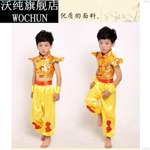 儿童新款民族秧歌男女款舞龙舞狮队打鼓舞蹈服幼儿园腰鼓演出服装