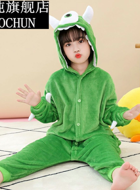万圣节儿童服装怪兽衣服男童绿色独怪cos服动漫人物演出服亲子5